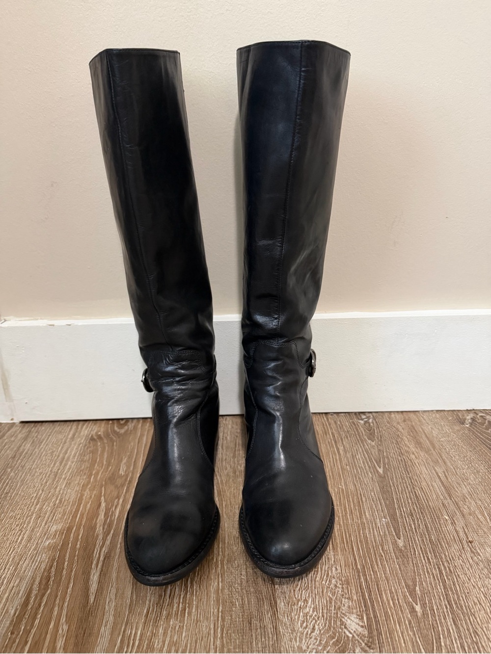Via Spiga Black Leather Knee-High Women's Boots